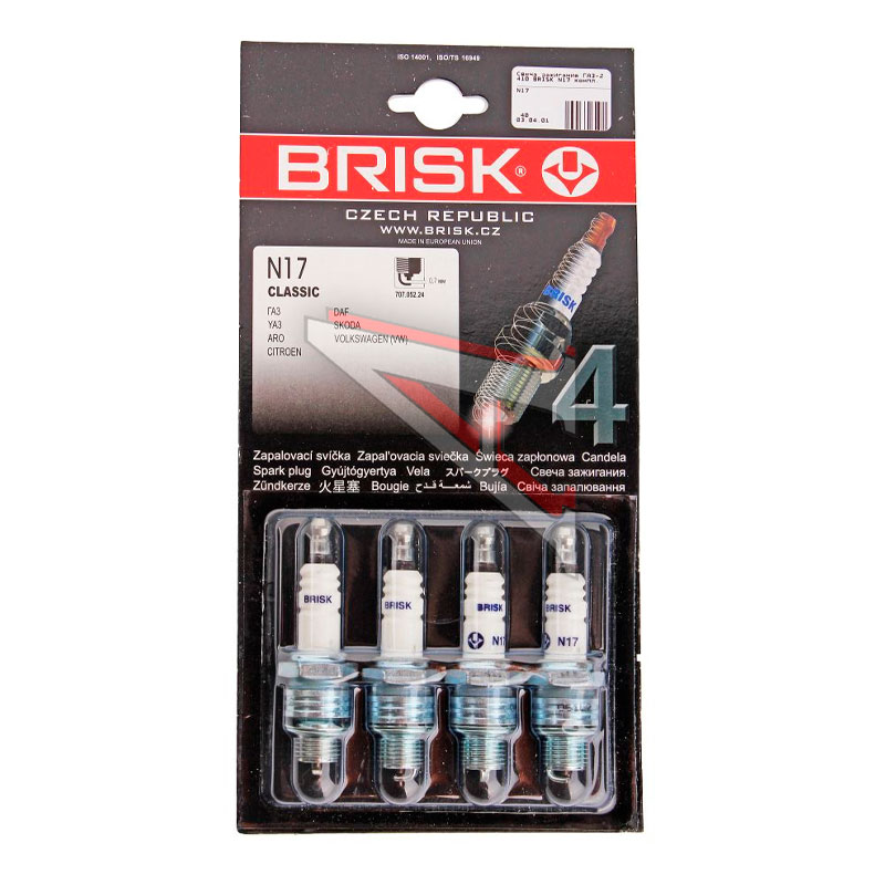 Свеча зажигания УАЗ-451, 4178, 4218, дв. ЗМЗ-24, 402, 4021 BRISK (к-т 4 шт.) блистер